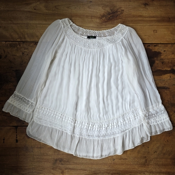 Cherishh Italian Poet’s Blouse – Size L - White - Picture 6 of 7